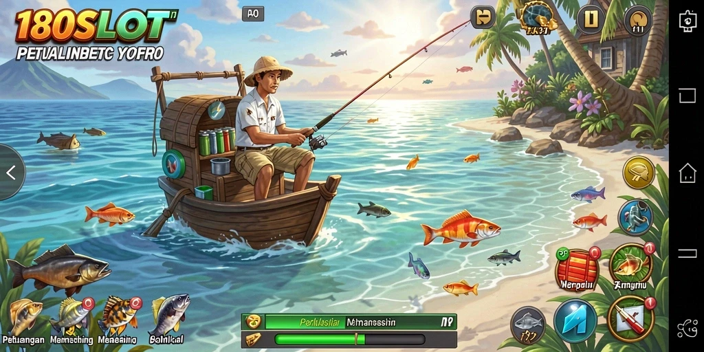 Screenshot gameplay 180SLOT dengan pengalaman memancing yang seru.