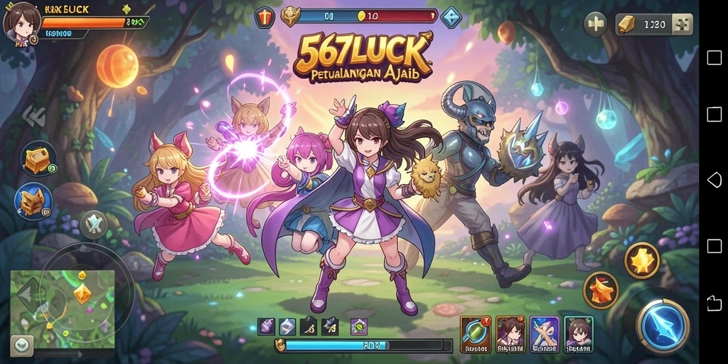 Screenshot gameplay 567LUCK yang menampilkan karakter anime dalam aksi.