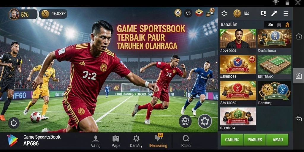 Screenshot utama AP686 menampilkan antarmuka taruhan olahraga yang dinamis.