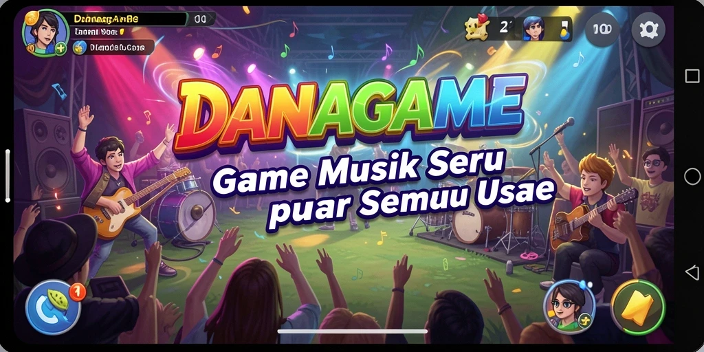 Screenshot gameplay DANAGAME yang menampilkan aksi musik seru.