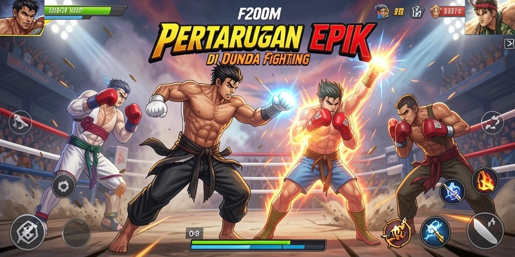 Screenshot F200M menampilkan aksi pertarungan yang mendebarkan.