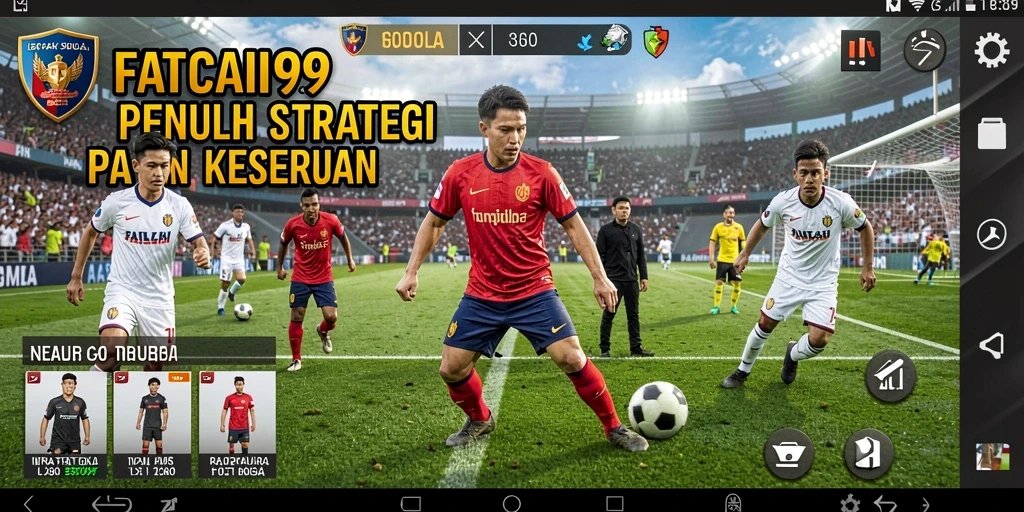 Screenshot gameplay FATCAI99 menampilkan aksi mendebarkan lapangan sepak bola.