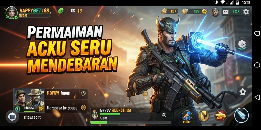 Screenshot gameplay HAPPYBET188 menampilkan aksi seru dalam pertempuran.