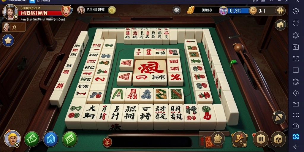 Screenshot HIBIKIWIN menampilkan gameplay seru saat bermain Mahjong.