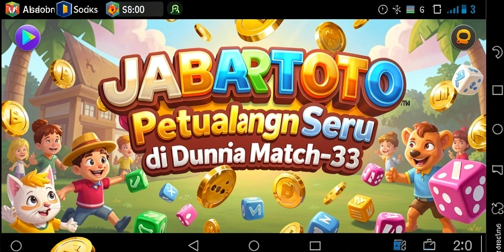 Screenshot utama JABARTOTO menunjukkan aksi gameplay Match-3 yang seru.