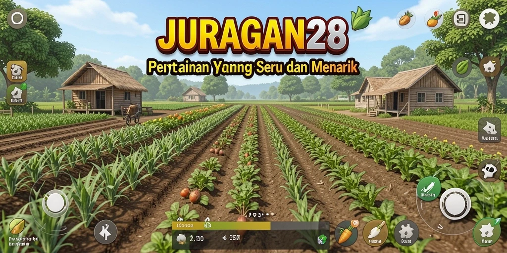 Tampilan gameplay JURAGAN28 yang mengasyikkan dengan lahan pertanian yang luas.
