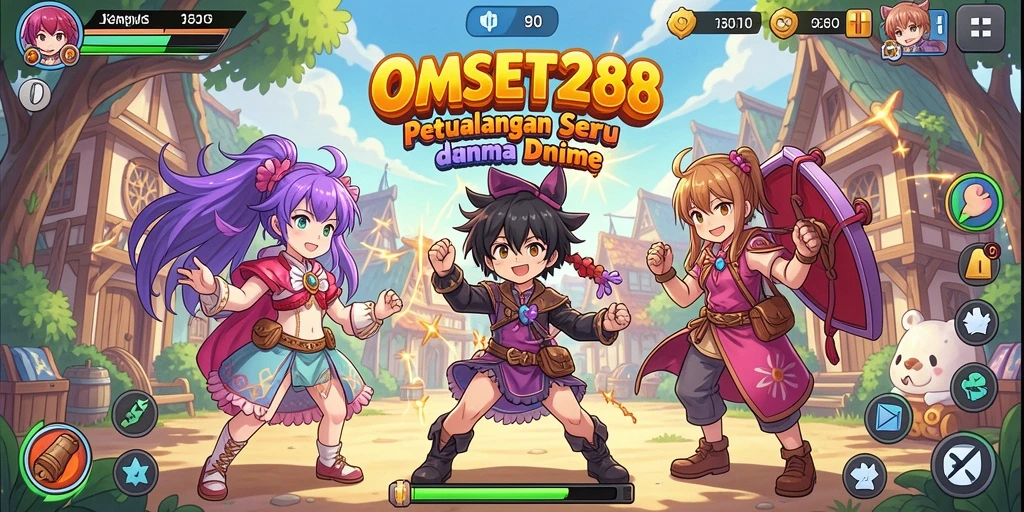 Gambaran gameplay OMSET288 dengan karakter Anime yang beraksi.