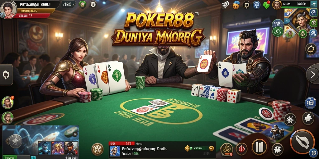 Tampilan gameplay seru POKER88 dengan pertarungan di dunia luas.