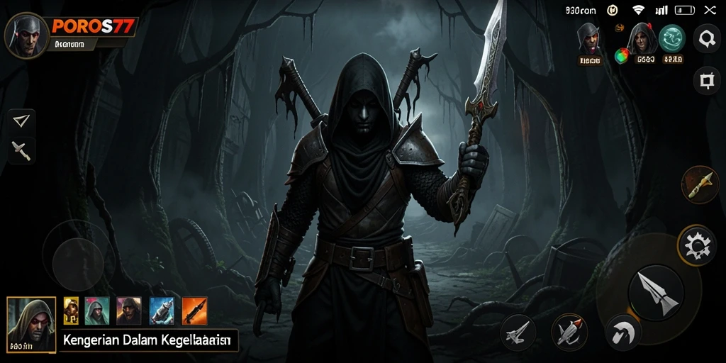 Pemandangan mencekam dari gameplay POROS77 dengan suasana yang menyeramkan.