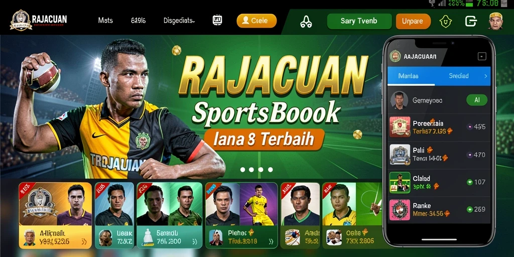 Tampilan utama <strong>RAJACUAN</strong> menunjukkan berbagai opsi taruhan olahraga.
