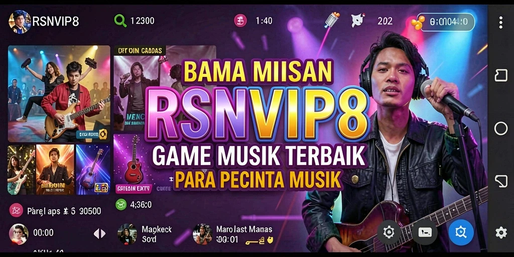 Tampilan gameplay RSNVIP8 menunjukkan interaksi seru dengan musik.