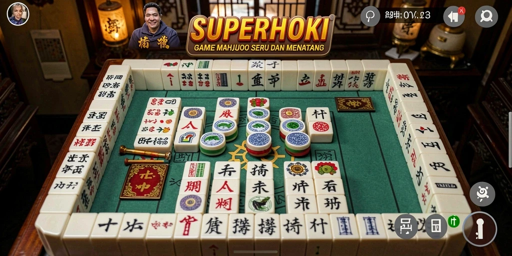 Tampilan menarik dari gameplay Mahjong di SUPERHOKI.