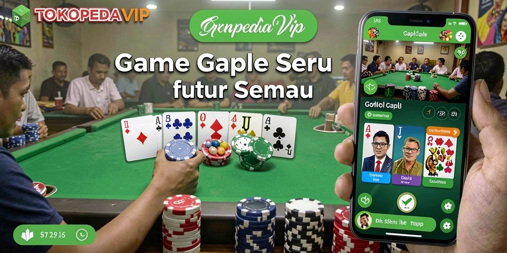 Tampilan gameplay seru di TOKOPEDIAVIP yang menampilkan aksi Gaple.
