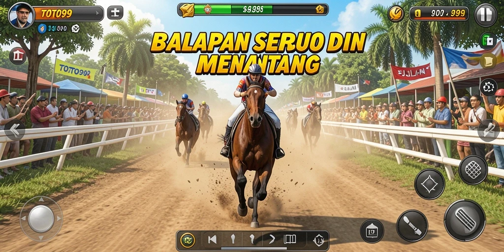 Tampilan gameplay TOTO99 yang menegangkan saat balapan di lintasan.